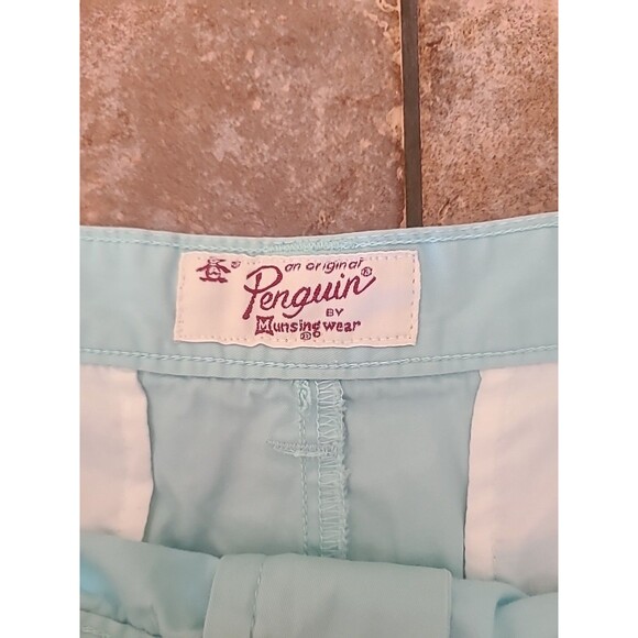 Original Penguin By Munsingwear Shorts Mens 34 Aqua 9" Inseam Chino Flat Front - Picture 3 of 8